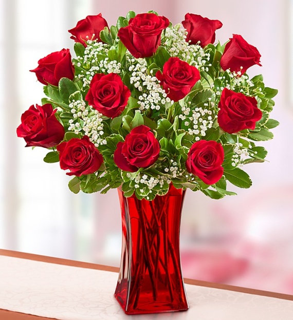 Blooming Loveâ?¢ Premium Red Roses in Red Vase